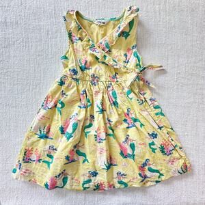 Mini Boden Yellow Mermaid Print Wrap Dress VGUC 7/8